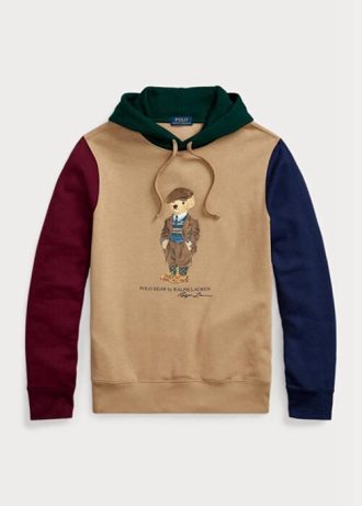 Sudadera con capucha de polar con bloques de color caqui Ralph Lauren Polo Bear para hombre Sudadera con capucha de polar con bloques de color caqui Ralph Lauren Polo Bear para hombre