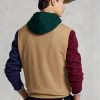 Sudadera con capucha de polar con bloques de color caqui Ralph Lauren Polo Bear para hombre