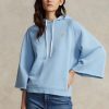 Sudadera con capucha de polar con puños cortados de Ralph Lauren para mujer en azul