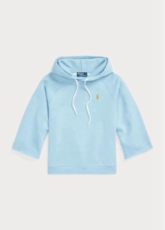 Sudadera con capucha de polar con puños cortados de Ralph Lauren para mujer en azul