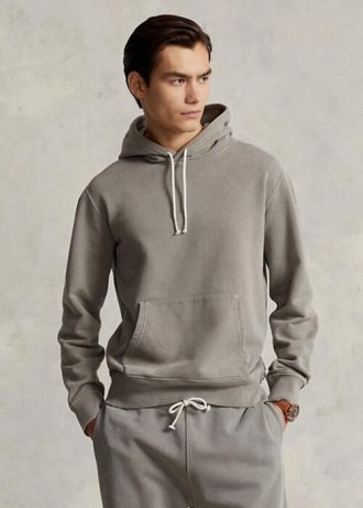 Sudadera con capucha de polar de algodón orgánico Ralph Lauren gris para hombre Sudadera con capucha de polar de algodón orgánico Ralph Lauren gris para hombre