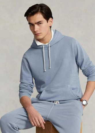 Sudadera con capucha de polar de algodón orgánico Ralph Lauren para hombre en azul Sudadera con capucha de polar de algodón orgánico Ralph Lauren para hombre en azul