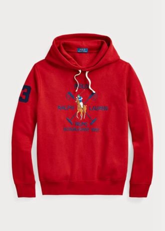 Sudadera con capucha de polar Ralph Lauren Big Polo Crest para hombre, color rojo Sudadera con capucha de polar Ralph Lauren Big Polo Crest para hombre, color rojo