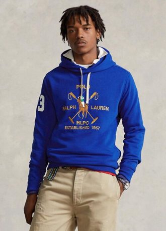 Sudadera con capucha de polar Ralph Lauren Big Polo Crest para hombre en azul Sudadera con capucha de polar Ralph Lauren Big Polo Crest para hombre en azul