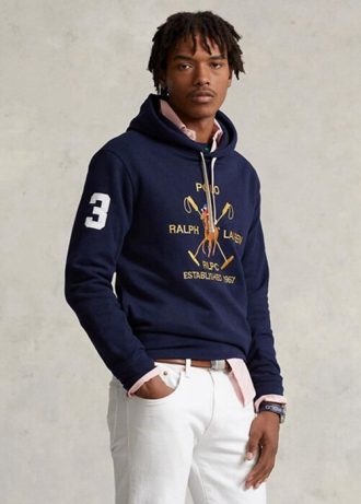 Sudadera con capucha de polar Ralph Lauren Big Polo Crest para hombre en azul marino Sudadera con capucha de polar Ralph Lauren Big Polo Crest para hombre en azul marino