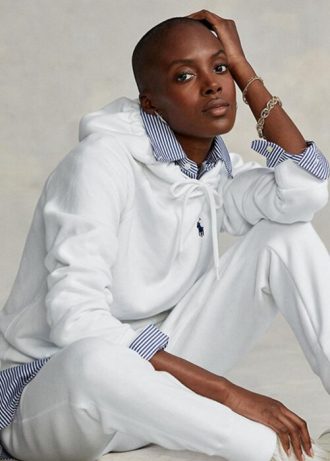 Sudadera con capucha de polar Ralph Lauren blanca para mujer