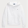 Sudadera con capucha de polar Ralph Lauren de corte encogido para mujer, color blanco Sudadera con capucha de polar Ralph Lauren de corte encogido para mujer, color blanco