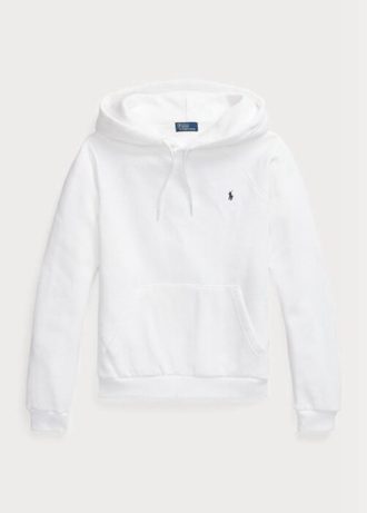 Sudadera con capucha de polar Ralph Lauren de corte encogido para mujer, color blanco
