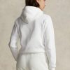 Sudadera con capucha de polar Ralph Lauren de corte encogido para mujer, color blanco Sudadera con capucha de polar Ralph Lauren de corte encogido para mujer, color blanco