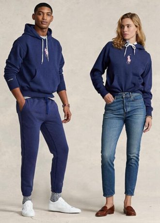 Sudadera con capucha de polar Ralph Lauren Pink Pony para hombre, color azul marino Sudadera con capucha de polar Ralph Lauren Pink Pony para hombre, color azul marino