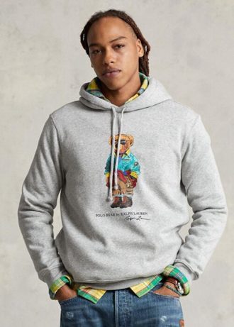 Sudadera con capucha de polar Ralph Lauren Polo Bear para hombre, color gris