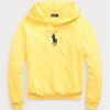 Sudadera con capucha de polar Ralph Lauren Shrunken Fit Big Pony para mujer, color amarillo