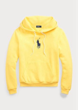 Sudadera con capucha de polar Ralph Lauren Shrunken Fit Big Pony para mujer, color amarillo