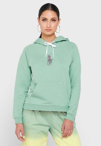 Sudadera con capucha de punto con detalle de bolsillo de Ralph Lauren para mujer, color verde