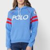 Sudadera con capucha de punto con gráfico de Ralph Lauren para mujer en azul Sudadera con capucha de punto con gráfico de Ralph Lauren para mujer en azul