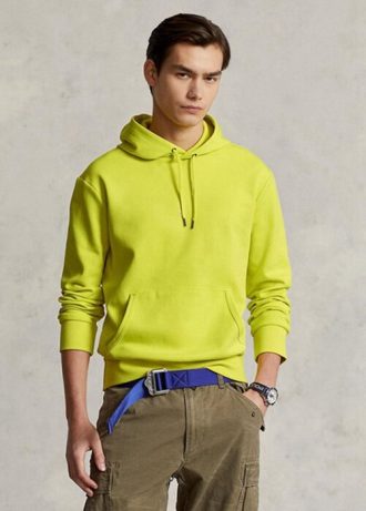 Sudadera con capucha de punto doble Ralph Lauren amarilla para hombre