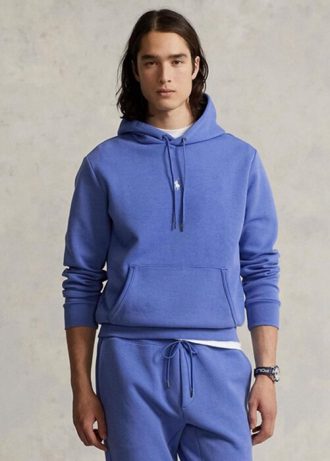 Sudadera con capucha de punto doble Ralph Lauren azul para hombre