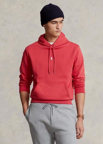 Sudadera con capucha de punto doble Ralph Lauren roja para hombre