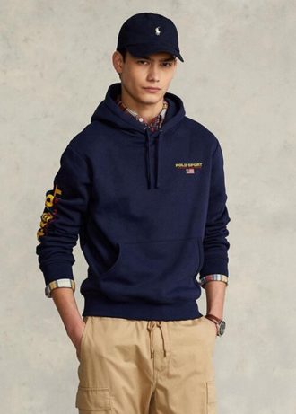 Sudadera con capucha deportiva Ralph Lauren Polo Fleece para hombre en azul marino