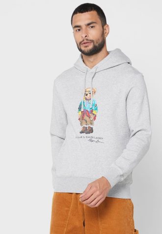 Sudadera con capucha estampada Ralph Lauren gris para hombre