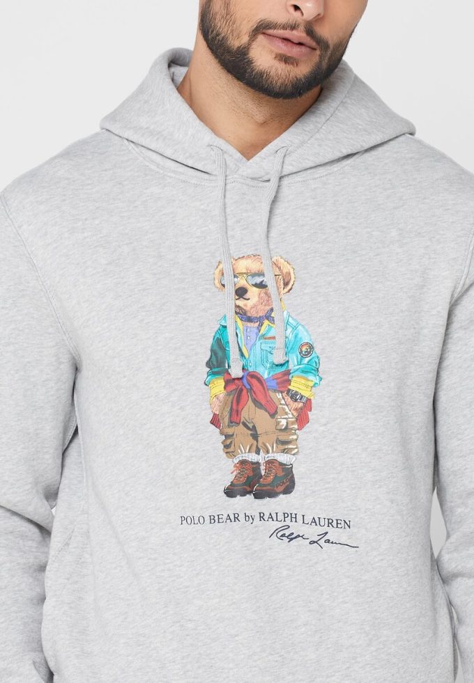 Sudadera con capucha estampada Ralph Lauren gris para hombre Sudadera con capucha estampada Ralph Lauren gris para hombre