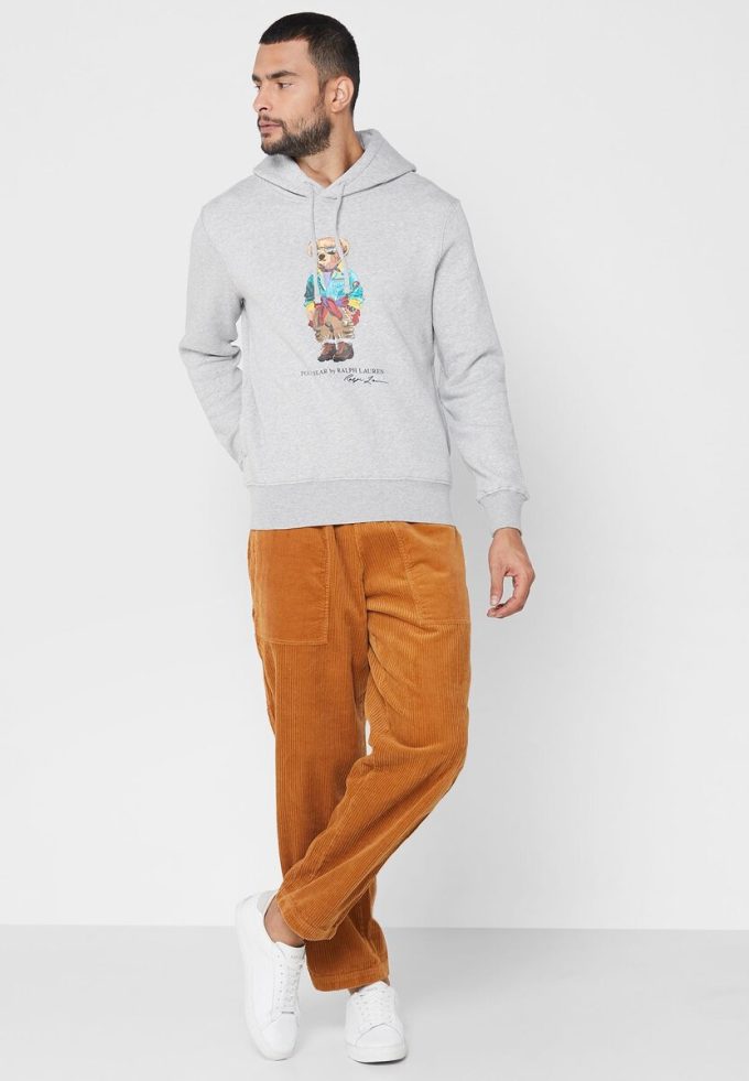 Sudadera con capucha estampada Ralph Lauren gris para hombre Sudadera con capucha estampada Ralph Lauren gris para hombre