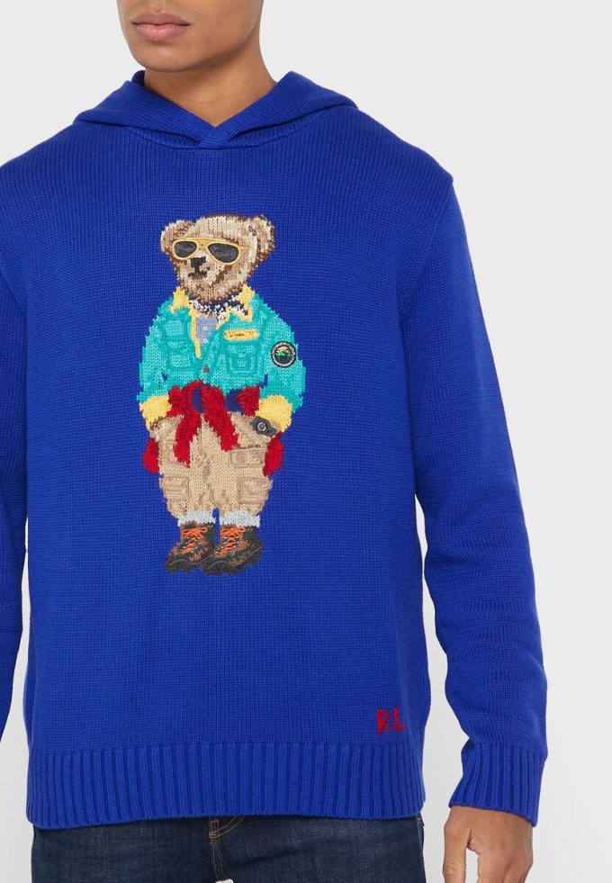 Sudadera con capucha gráfica Ralph Lauren azul para hombre
