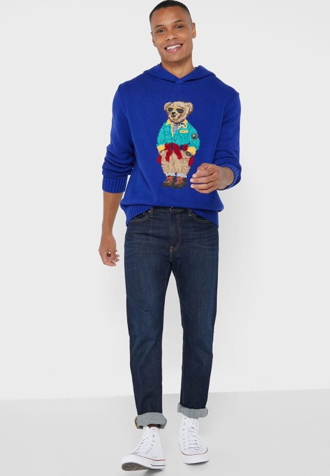 Sudadera con capucha gráfica Ralph Lauren azul para hombre