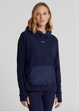 Sudadera con capucha híbrida de jersey Ralph Lauren GolfLogo para mujer en azul marino