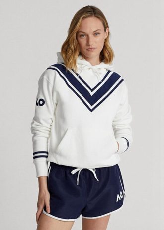 Sudadera con capucha polar Ralph Lauren para mujer, color blanco, para el Abierto de Australia de críquet
