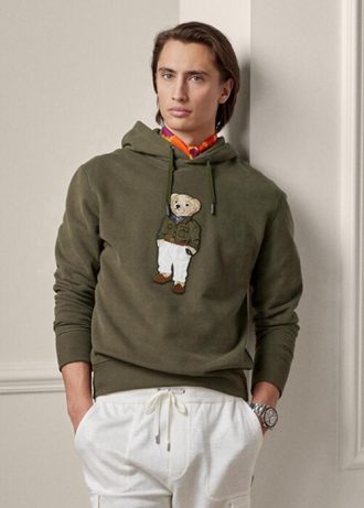Sudadera con capucha polar Ralph Lauren Polo Bear para hombre en color oliva