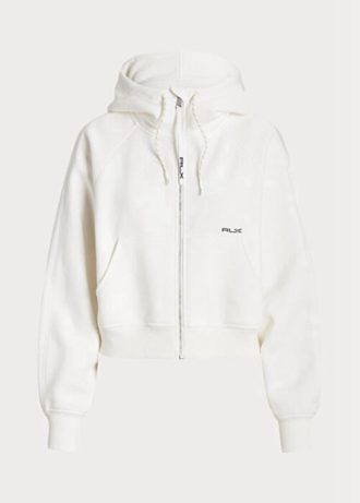 Sudadera con capucha Ralph Lauren de polar con cremallera completa y mangas dolman para mujer, color blanco