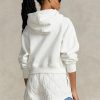 Sudadera con capucha Ralph Lauren de polar con cremallera completa y mangas dolman para mujer, color blanco
