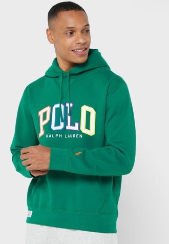 Sudadera con capucha verde con el logotipo de Ralph Lauren para hombre