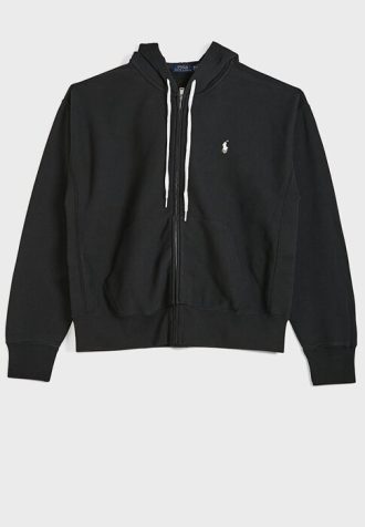 Sudadera con capucha y cordón con el logotipo de Ralph Lauren para mujer, color negro