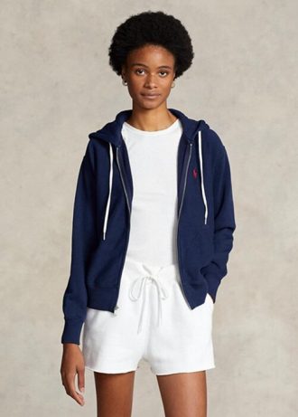 Sudadera con capucha y cremallera completa de polar Ralph Lauren para mujer en color azul marino Sudadera con capucha y cremallera completa de polar Ralph Lauren para mujer en color azul marino