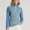 Sudadera con cremallera de un cuarto de jersey estampado Ralph Lauren azul para mujer Sudadera con cremallera de un cuarto de jersey estampado Ralph Lauren azul para mujer
