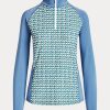 Sudadera con cremallera de un cuarto de jersey estampado Ralph Lauren azul para mujer Sudadera con cremallera de un cuarto de jersey estampado Ralph Lauren azul para mujer