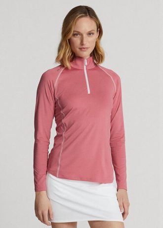 Sudadera con cremallera de un cuarto de Ralph Lauren para mujer en color rosa