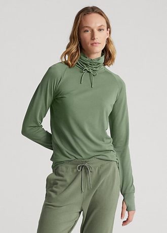 Sudadera con cuello alto Ralph Lauren para mujer, color verde