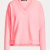 Sudadera con cuello en V de Ralph Lauren para mujer en color rosa