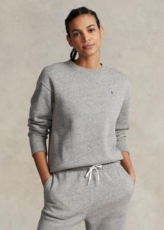 Sudadera con cuello redondo de polar Ralph Lauren en gris oscuro para mujer