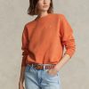 Sudadera con cuello redondo de polar Ralph Lauren naranja para mujer Sudadera con cuello redondo de polar Ralph Lauren naranja para mujer