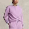 Sudadera con cuello redondo de polar Ralph Lauren para mujer, color morado Sudadera con cuello redondo de polar Ralph Lauren para mujer, color morado