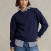 Sudadera con cuello redondo de polar Ralph Lauren para mujer en color azul marino