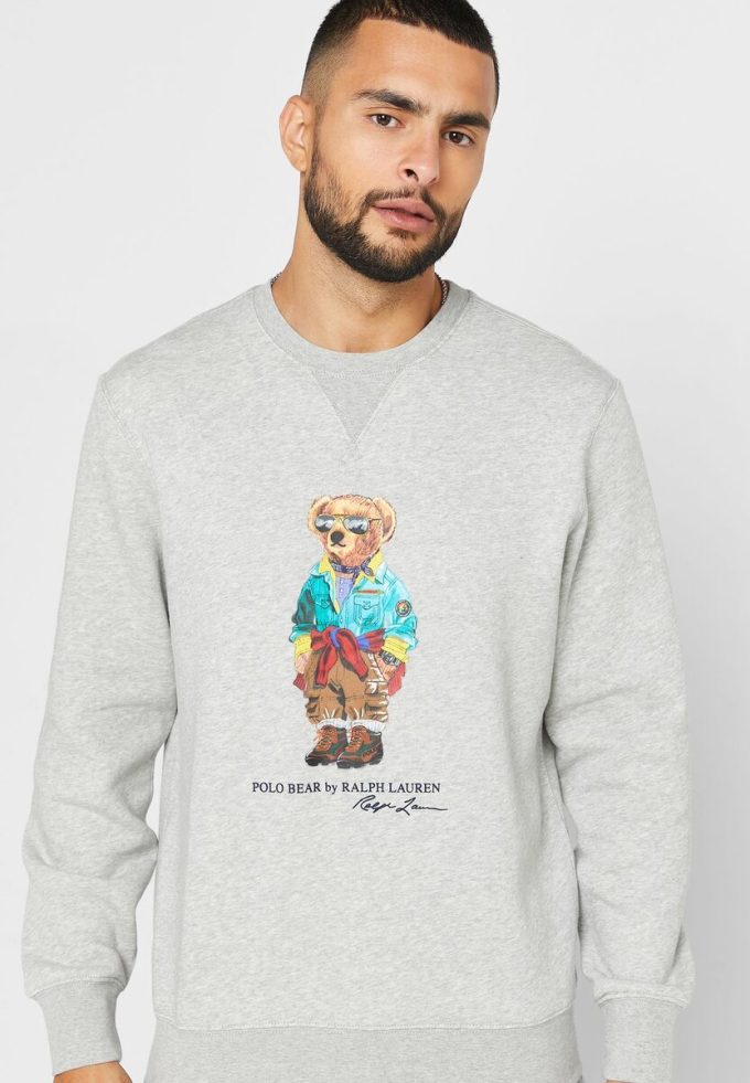 Sudadera con estampado de oso de polo Ralph Lauren para hombre en gris Sudadera con estampado de oso de polo Ralph Lauren para hombre en gris