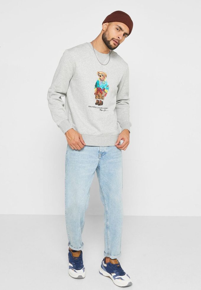 Sudadera con estampado de oso de polo Ralph Lauren para hombre en gris Sudadera con estampado de oso de polo Ralph Lauren para hombre en gris