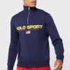 Sudadera con media cremallera y logotipo de Ralph Lauren para hombre en azul marino Sudadera con media cremallera y logotipo de Ralph Lauren para hombre en azul marino