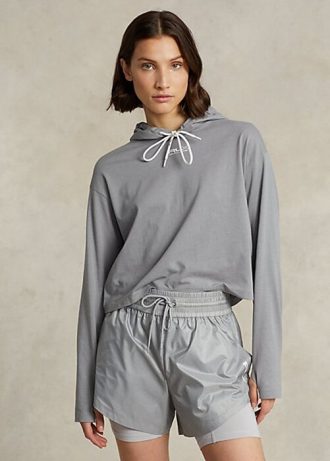 Sudadera corta de algodón Ralph Lauren para mujer en gris