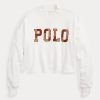 Sudadera de algodón de cuello alto extragrande con logotipo de Ralph Lauren para mujer en blanco Sudadera de algodón de cuello alto extragrande con logotipo de Ralph Lauren para mujer en blanco